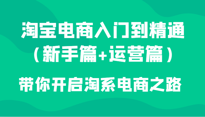 淘宝电商入门到精通（新手篇+运营篇）带你开启淘系电商之路-汇课新知资源网
