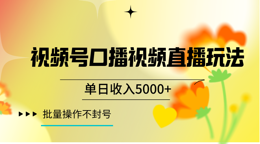 视频号口播视频直播玩法单日收入5000+，一种可以单号持续操作的玩法-汇课新知资源网