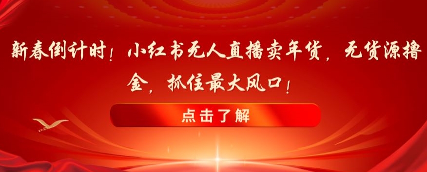 新春倒计时！小红书无人直播卖年货，无货源撸金，抓住最大风口【揭秘】-汇课新知资源网