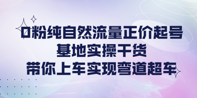 （4075期）0粉纯自然流量正价起号基地实操干货，带你上车实现弯道超车-汇课新知资源网