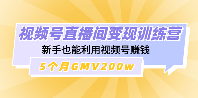 （4468期）视频号直播间变现训练营：新手也能利用视频号赚钱，5个月GMV200w-汇课新知资源网