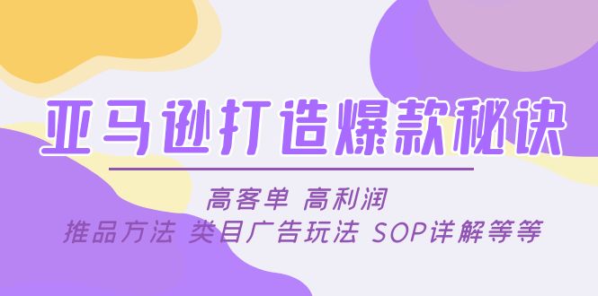 （4879期）亚马逊打造爆款秘诀：高客单 高利润 推品方法 类目广告玩法 SOP详解等等-汇课新知资源网