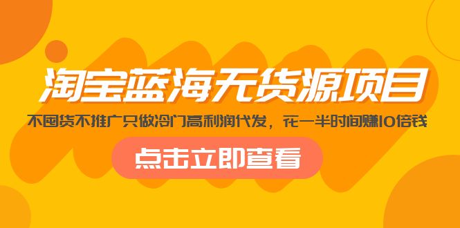 （5062期）淘宝蓝海无货源项目，不囤货不推广只做冷门高利润代发，花一半时间赚10倍钱-汇课新知资源网