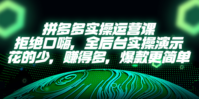 （5423期）拼多多实操运营课：拒绝口嗨，全后台实操演示，花的少，赚得多，爆款更简单-汇课新知资源网