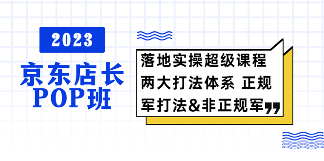 （5699期）2023京东店长·POP班 落地实操超级课程 两大打法体系 正规军&非正规军-汇课新知资源网