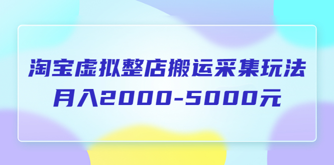 （5931期）淘宝虚拟整店搬运采集玩法分享课：月入2000-5000元（5节课）-汇课新知资源网