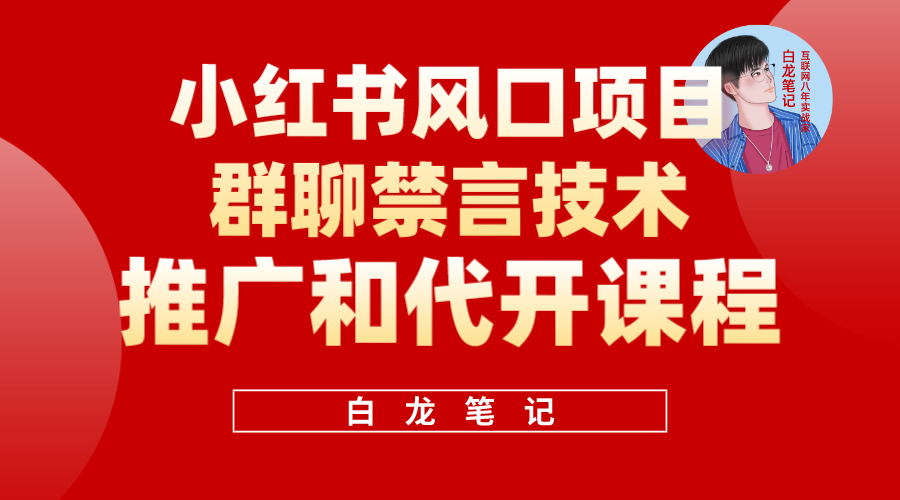 （5973期）小红书风口项目日入300+，小红书群聊禁言技术代开项目，适合新手操作-汇课新知资源网