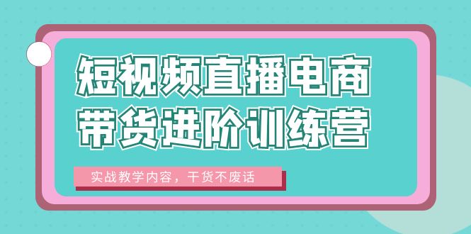 （6401期）短视频直播电商带货进阶训练营：实战教学内容，干货不废话！-汇课新知资源网