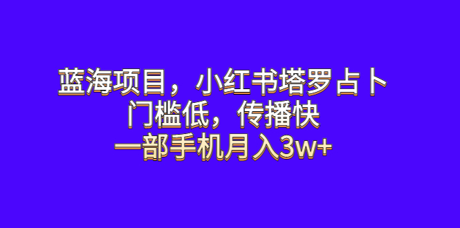 （6427期）蓝海项目，小红书塔罗占卜，门槛低，传播快，一部手机月入3w+-汇课新知资源网