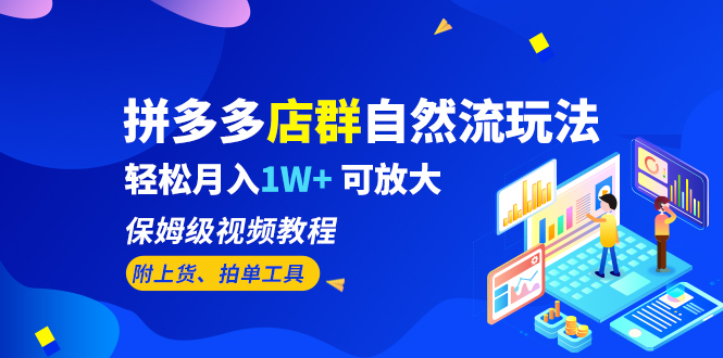 （6545期）拼多多店群自然流玩法，轻松月入1W+ 保姆级视频教程（附上货、拍单工具）-汇课新知资源网