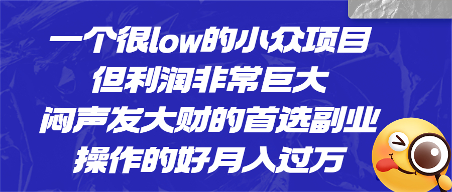 （6601期）一个很low的小众项目，但利润非常巨大，闷声发大财的首选副业，月入过万-汇课新知资源网
