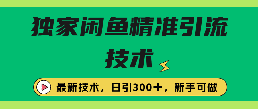 （6635期）独家闲鱼引流技术，日引300＋实战玩法-汇课新知资源网