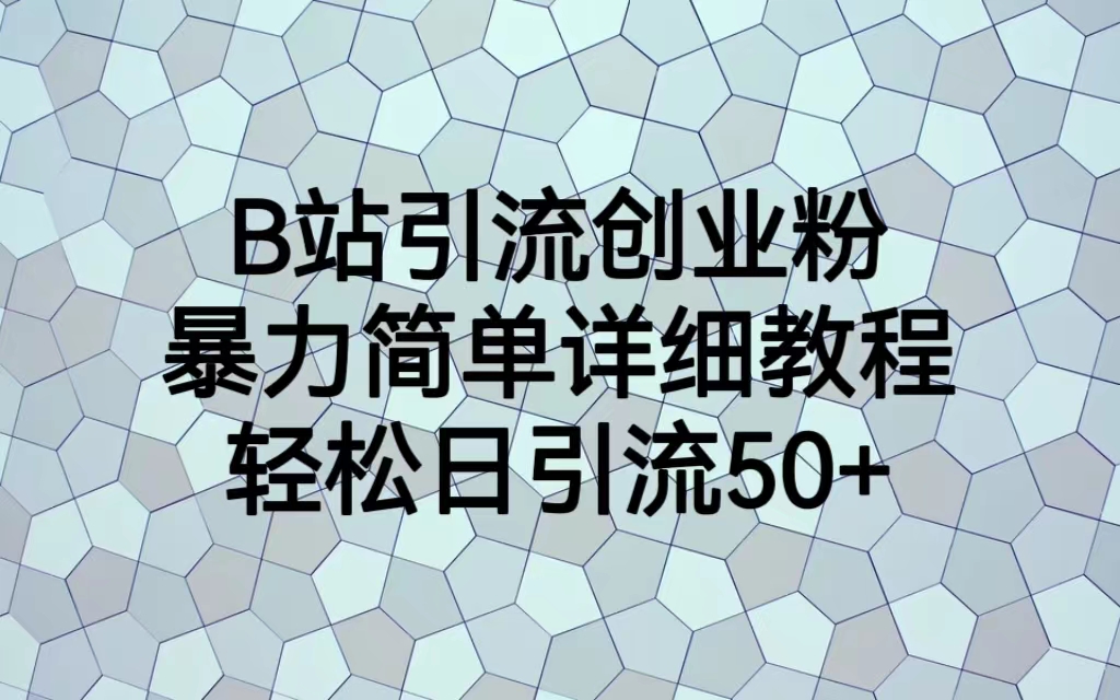 （6639期）B站引流创业粉，暴力简单详细教程，轻松日引流50+-汇课新知资源网