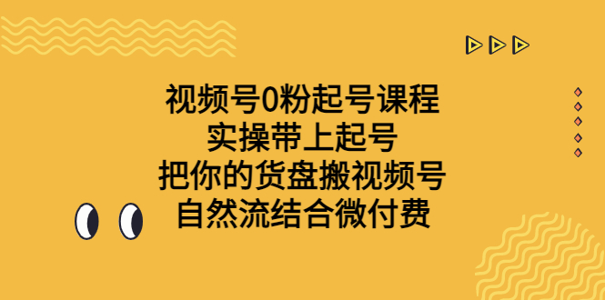 （6749期）视频号0粉起号课程 实操带上起号 把你的货盘搬视频号 自然流结合微付费-汇课新知资源网
