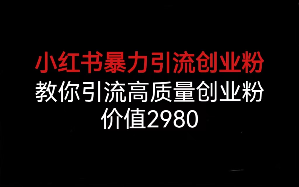 （6779期）小红书暴力引流创业粉，教你引流高质量创业粉，价值2980-汇课新知资源网
