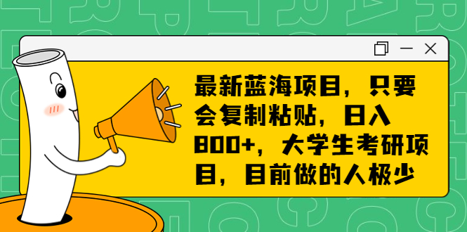 （6780期）最新蓝海项目，只要会复制粘贴，日入800+，大学生考研项目，目前做的人极少-汇课新知资源网