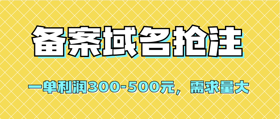 （7277期）【全网首发】备案域名抢注，一单利润300-500元，需求量大-汇课新知资源网