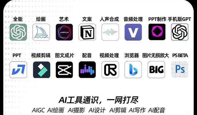 （7679期）AIGC-全能特训营第3期：一次掌握14大主流AI工具，A1工具通识，一网打尽-汇课新知资源网