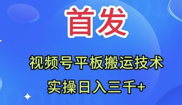 （7843期）全网首发：视频号平板搬运技术，实操日入三千＋-汇课新知资源网