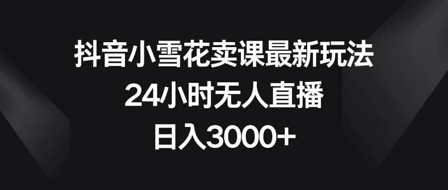 （8322期）抖音小雪花卖课最新玩法，24小时无人直播，日入3000+-汇课新知资源网