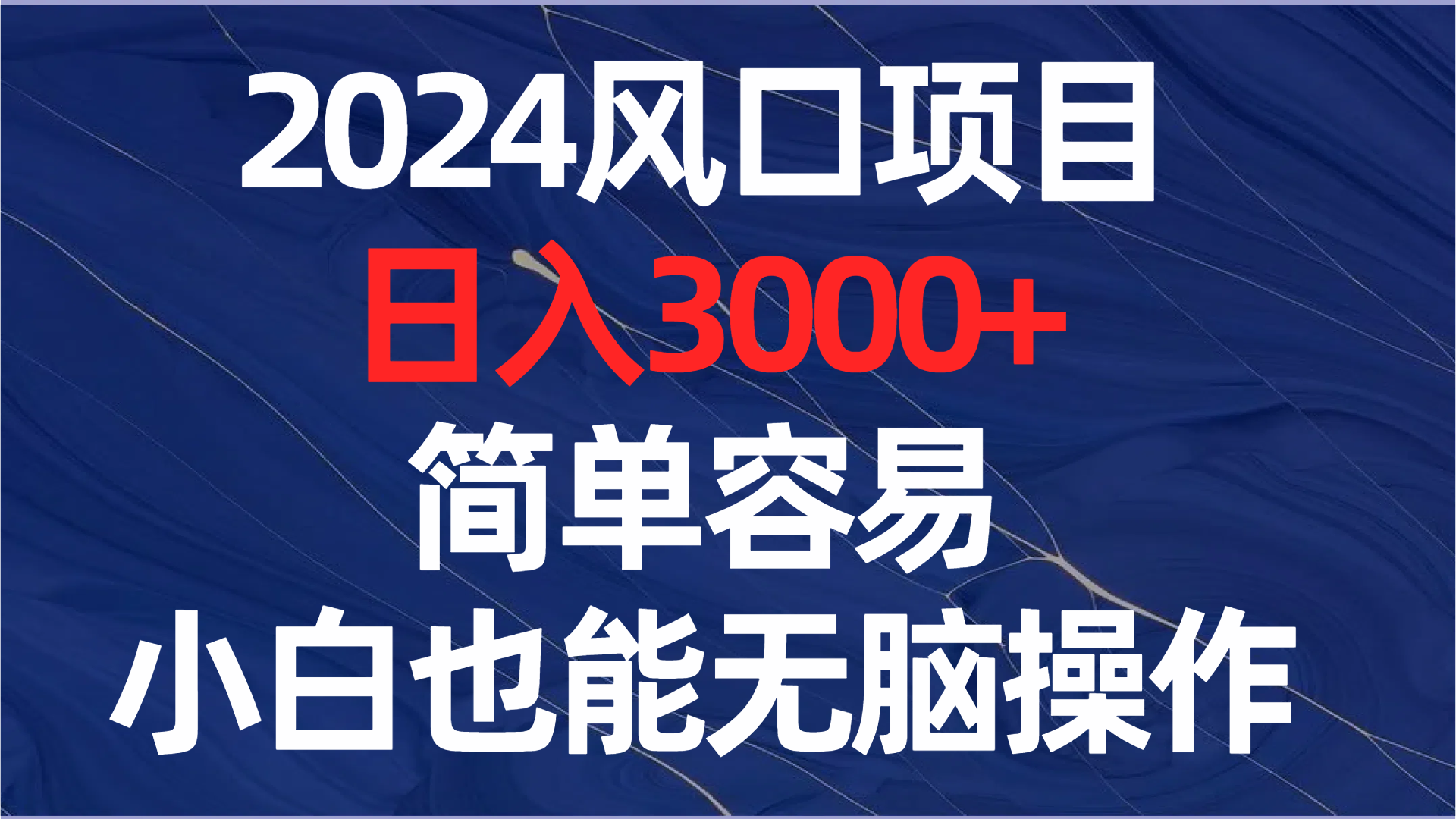 （8432期）2024风口项目，日入3000+，简单容易，小白也能无脑操作-汇课新知资源网