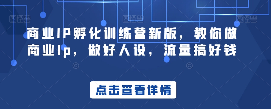 商业IP孵化训练营新版，教你做商业Ip，做好人设，流量搞好钱-汇课新知资源网