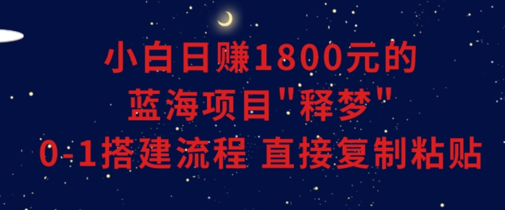 小白能日赚1800元的蓝海项目”释梦”0-1搭建流程可直接复制粘贴长期做【揭秘】-汇课新知资源网