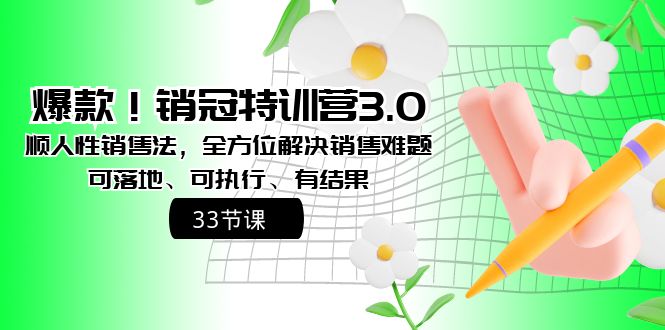 （8573期）爆款！销冠特训营3.0之顺人性销售法，全方位解决销售难题、可落地、可执…-汇课新知资源网