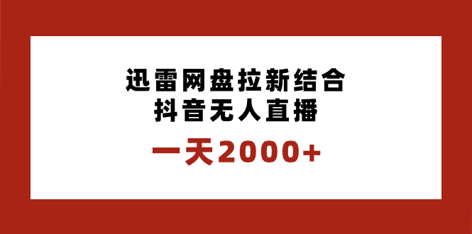 （8551期）一天2000+迅雷网盘拉新结合抖音无人直播，独创玩法保姆级教学-汇课新知资源网