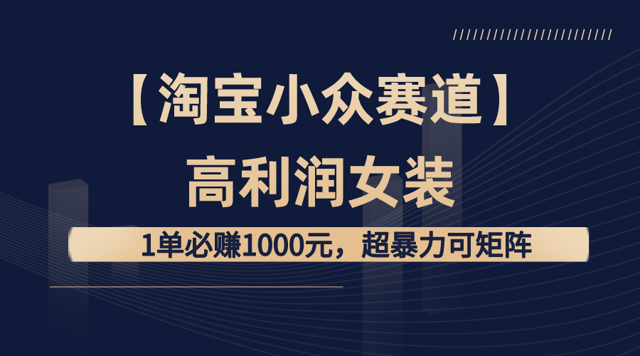（8608期）【淘宝小众赛道】高利润女装：1单必赚1000元，超暴力可矩阵-汇课新知资源网