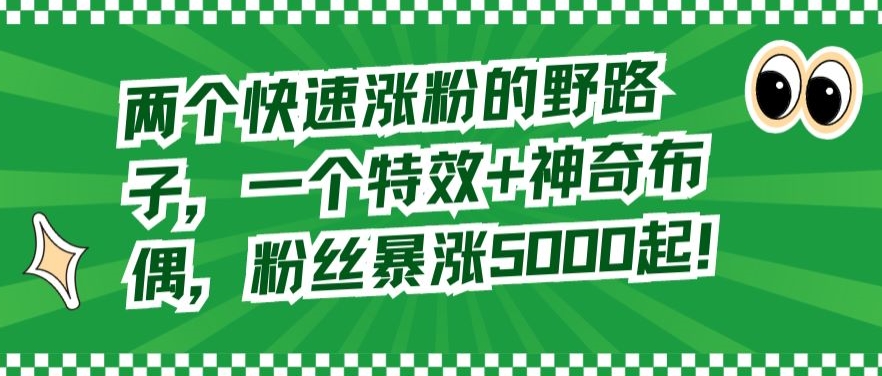 两个快速涨粉的野路子，一个特效+神奇布偶，粉丝暴涨5000起【揭秘】-汇课新知资源网