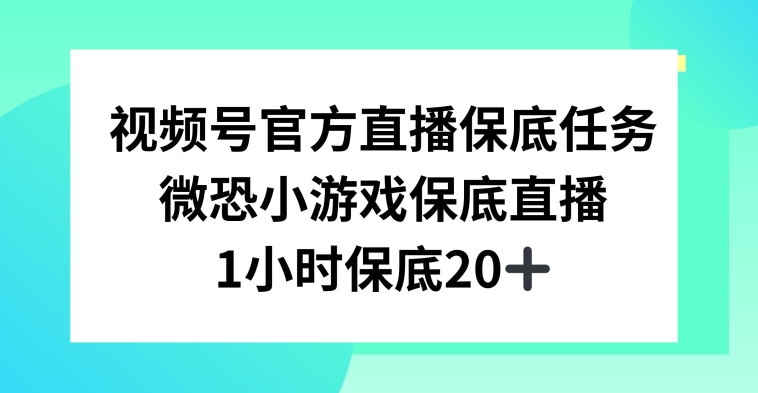 视频号直播任务，微恐小游戏，1小时20+-汇课新知资源网