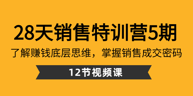 （8659期）28天·销售特训营5期：了解赚钱底层思维，掌握销售成交密码（12节课）-汇课新知资源网