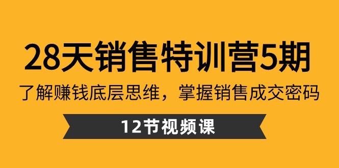 28天销售特训营5期：了解赚钱底层思维，掌握销售成交密码（12节课）-汇课新知资源网