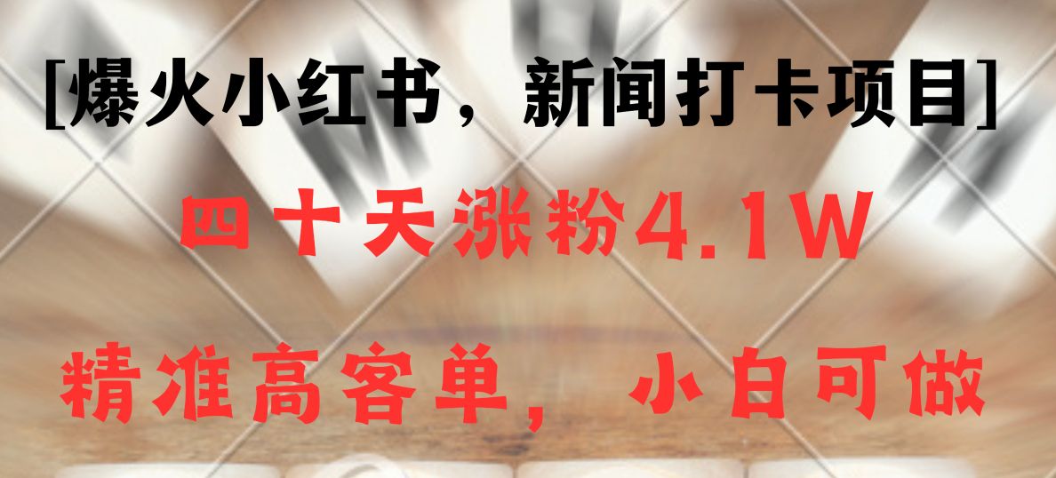 新闻打卡项目，小红书40天涨粉4.1w，高客单精准粉，变现能力超强-汇课新知资源网