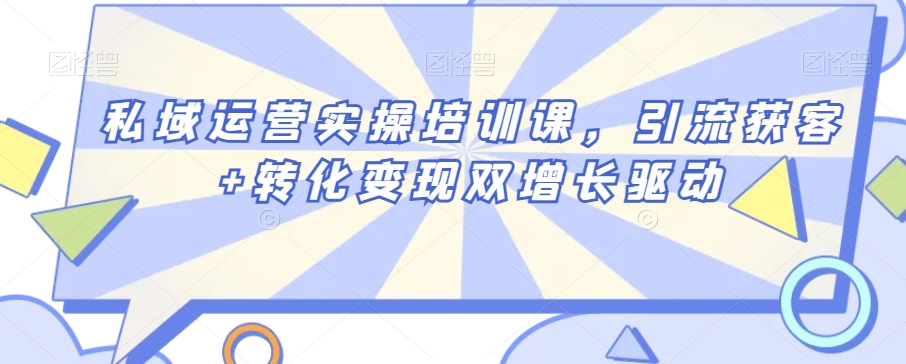 私域运营实操培训课，引流获客+转化变现双增长驱动-汇课新知资源网