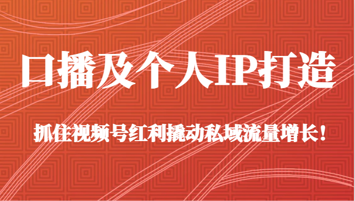 口播及个人IP打造，抓住视频号红利撬动私域流量增长！（45节课）-汇课新知资源网