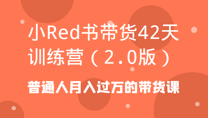 小Red书带货42天训练营（2.0版）普通人月入过万的带货课-汇课新知资源网