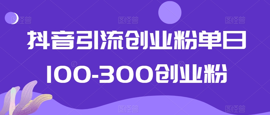抖音引流创业粉单日100-300创业粉-汇课新知资源网