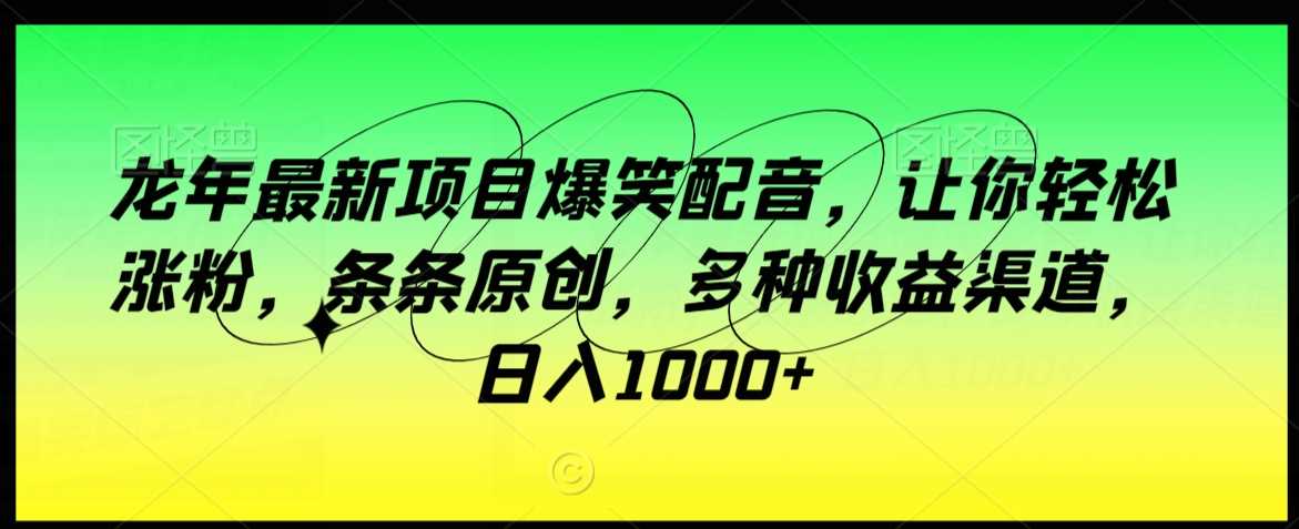 龙年最新项目爆笑配音，让你轻松涨粉，条条原创，多种收益渠道，日入1000+【揭秘】-汇课新知资源网