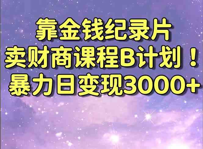 （8944期）靠金钱纪录片卖财商课程B计划！暴力日变现3000+，喂饭式干货教程！-汇课新知资源网
