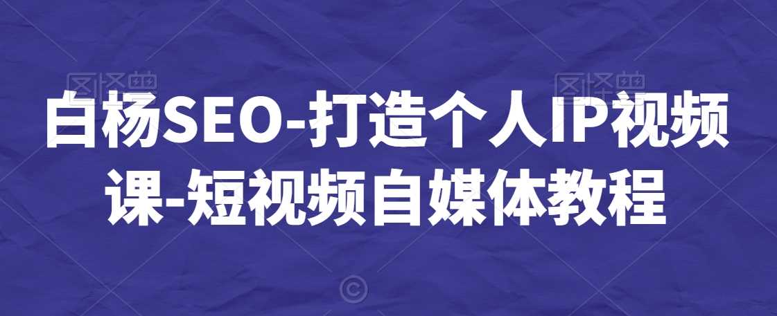 白杨SEO-打造个人IP视频课-短视频自媒体教程-汇课新知资源网