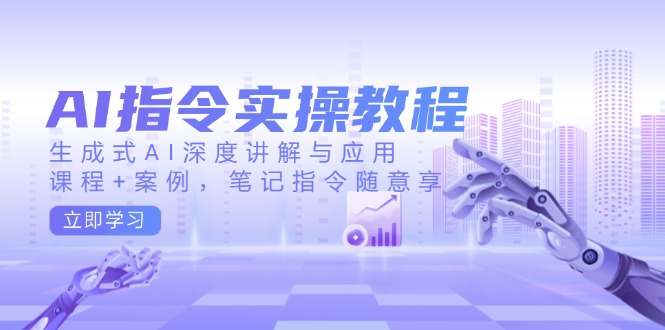 AI指令实操教程，生成式AI深度讲解与应用，课程+案例，笔记指令随意享-汇课新知资源网