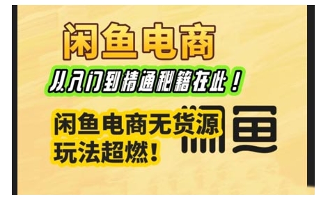 闲鱼电商实战课，从入门到精通秘籍在此，闲鱼电商无货源玩法超燃!-汇课新知资源网