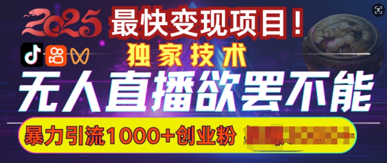 欲罢不能的无人直播引流，超暴力日引流1000+高质量精准创业粉-汇课新知资源网