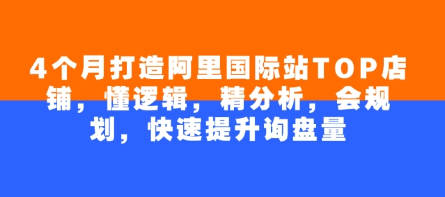 4个月打造阿里国际站TOP店铺，懂逻辑，精分析，会规划，快速提升询盘量-汇课新知资源网
