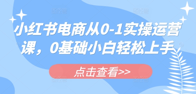 小红书电商从0-1实操运营课，0基础小白轻松上手-汇课新知资源网