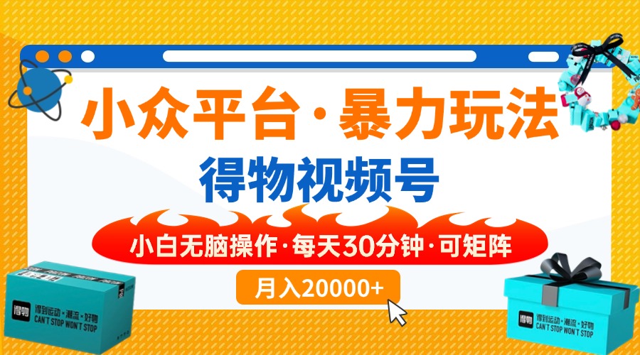 小众平台暴力玩法，一键搬运爆款视频，可矩阵小白无脑操作，每天30分钟…-汇课新知资源网