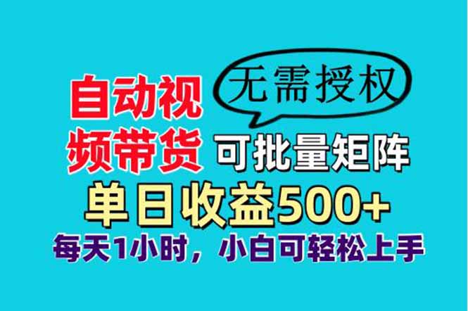 自动视频带货，可批量矩阵，单日收益500+、轻松实现睡后收益，小白可…-汇课新知资源网
