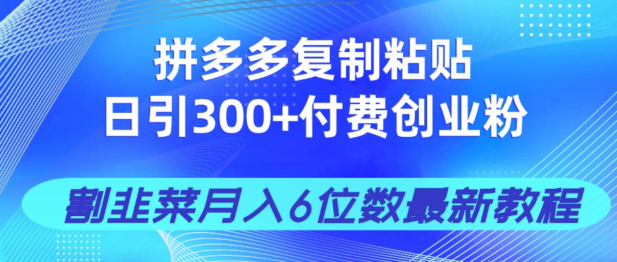 拼多多复制粘贴日引300+付费创业粉，割韭菜月入6位数最新教程！-汇课新知资源网